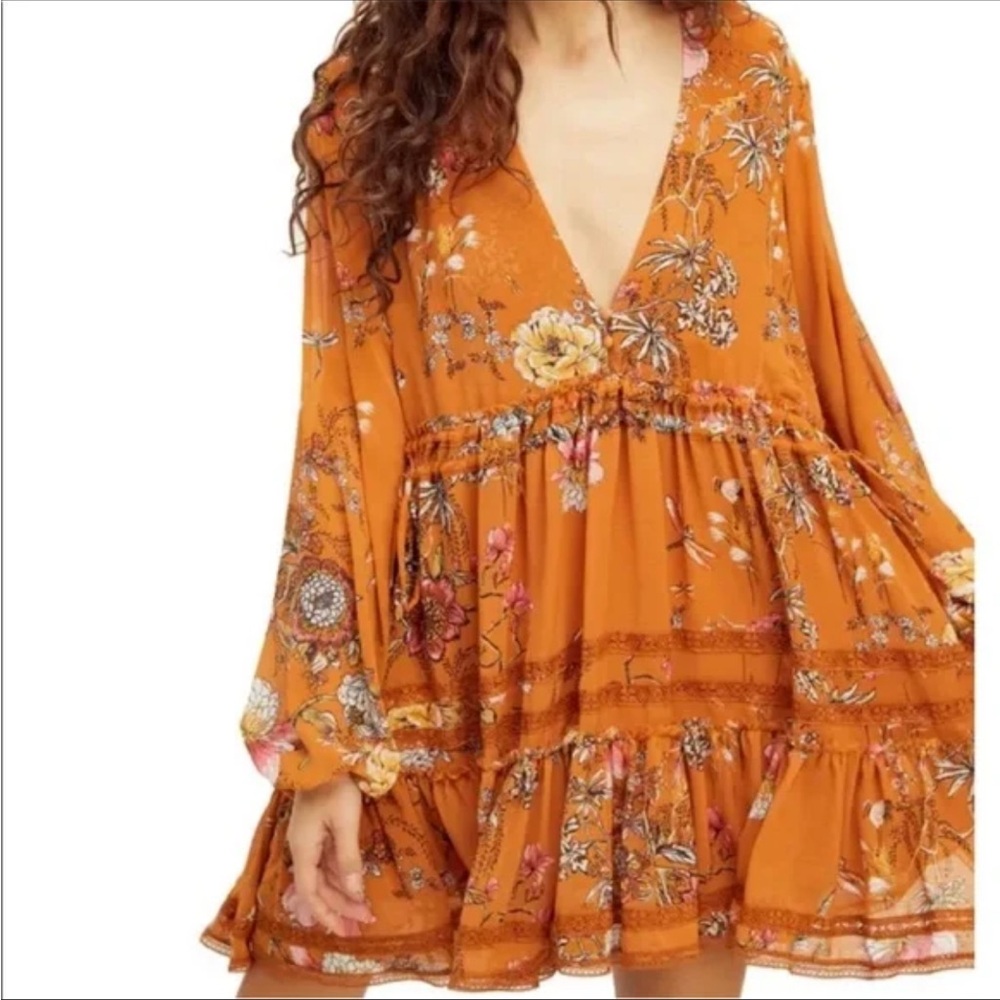 Free People Floral Rust Dress